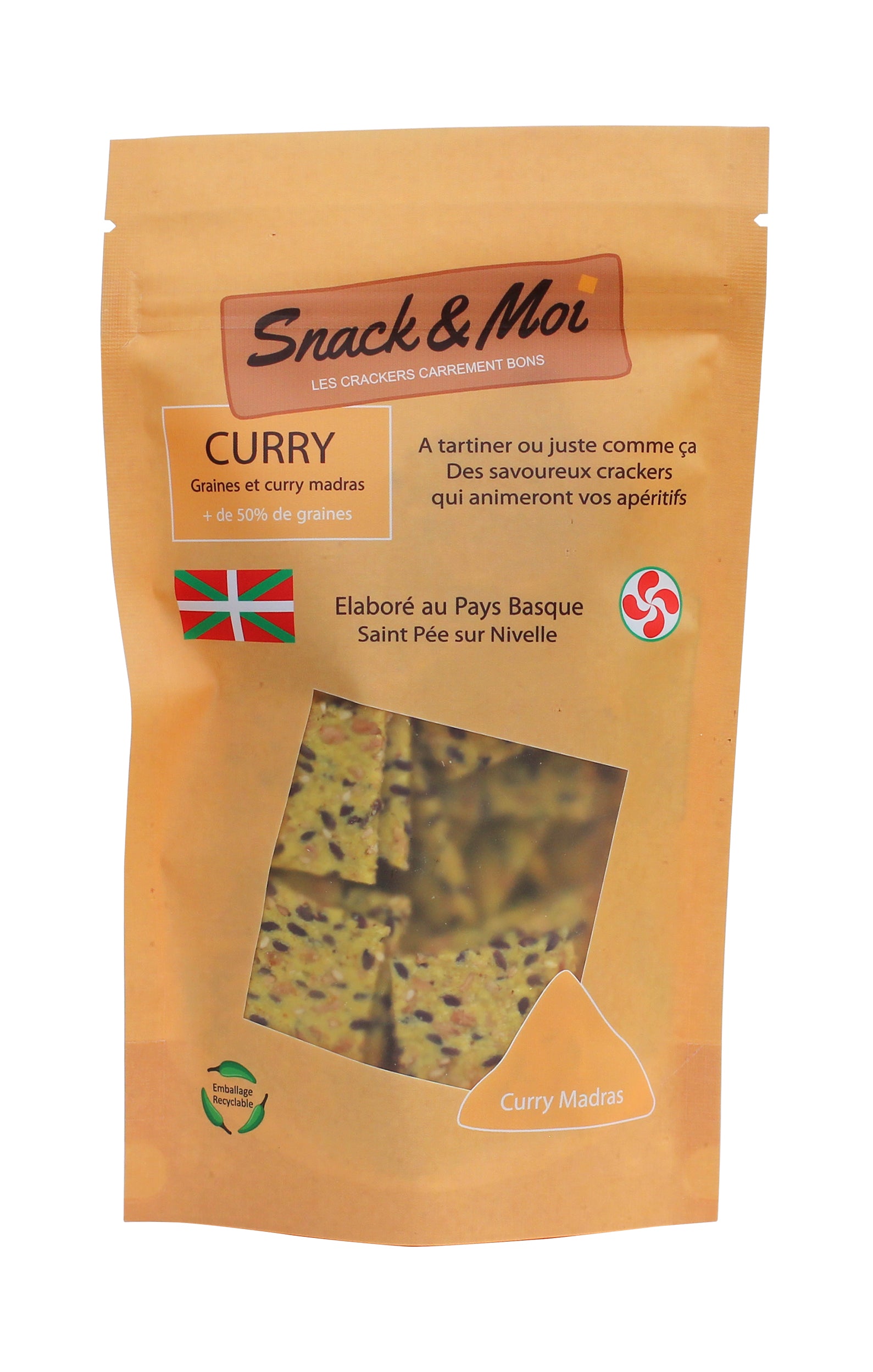 Crackers Bio au Curry Madras en poche 100 grs