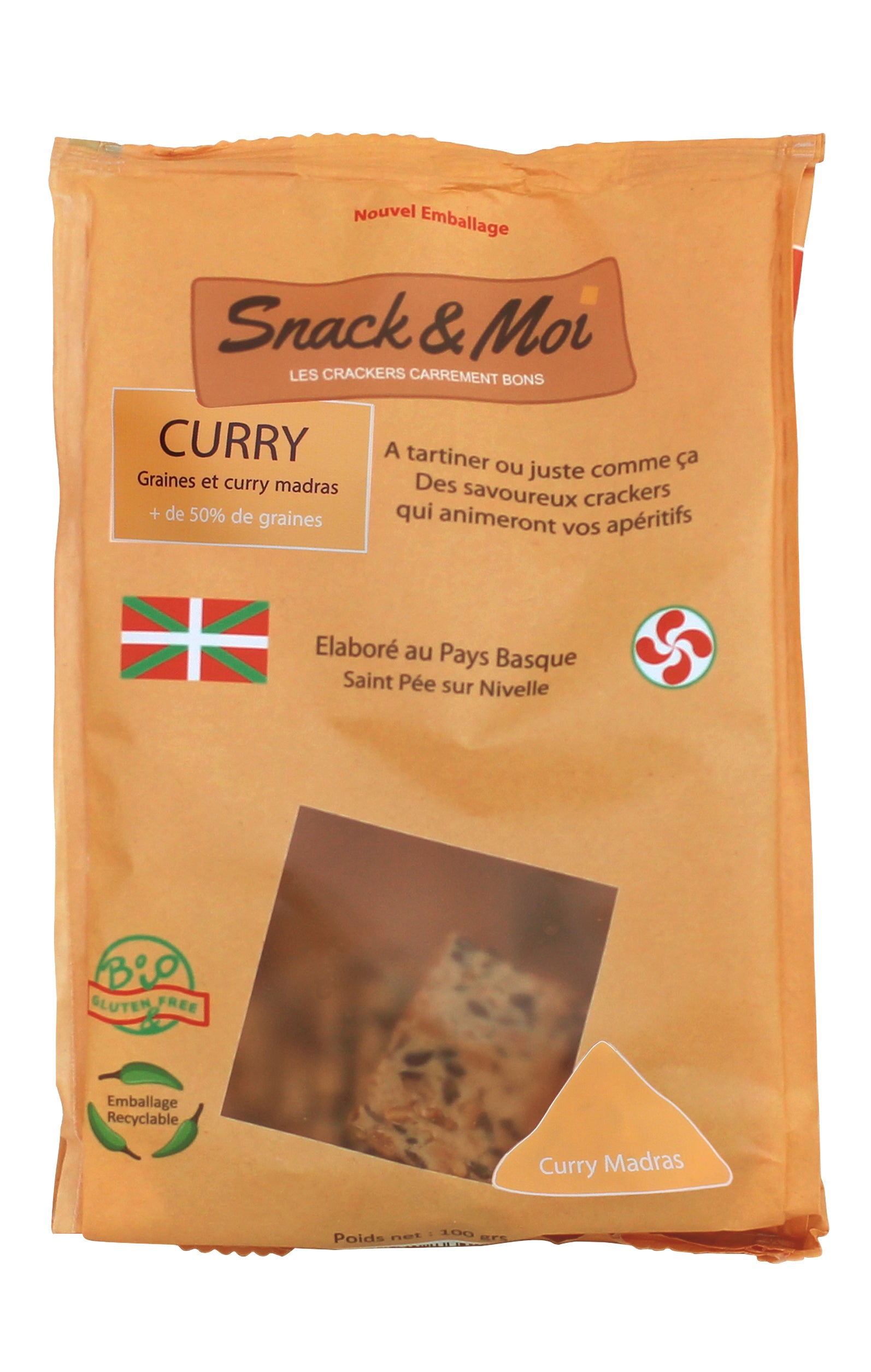 Crackers Bio au Curry Madras en poche 100 grs