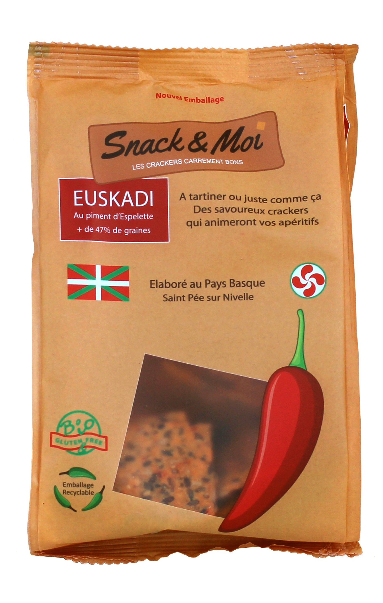 Crackers Bio au Piment d'Espelette en poche 100 grs