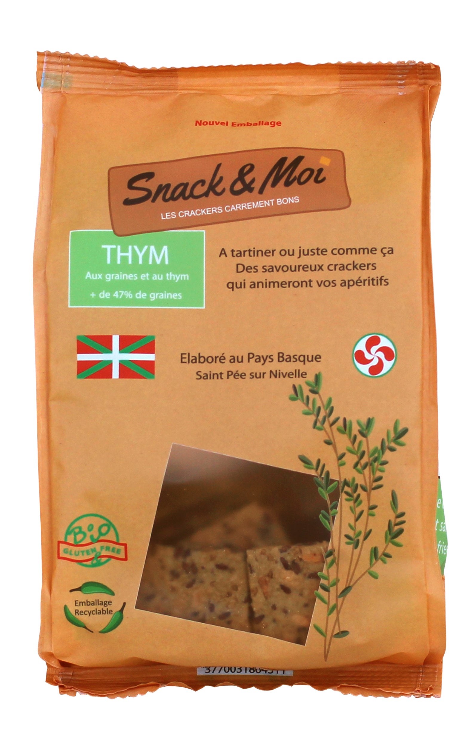 Crackers Bio au Thym en poche 100 grs