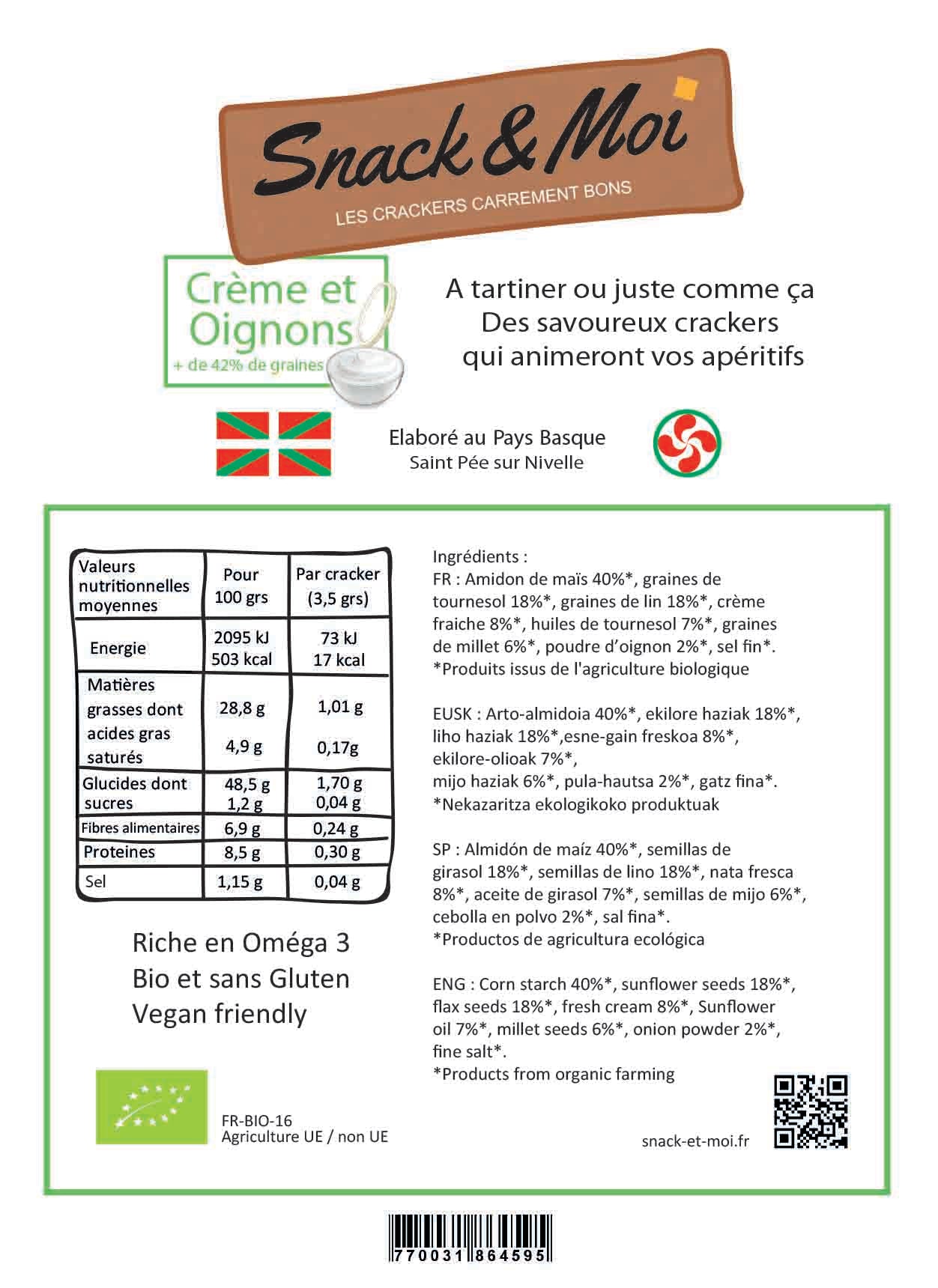 Crackers bio aux Oignons_Crème 100 grs