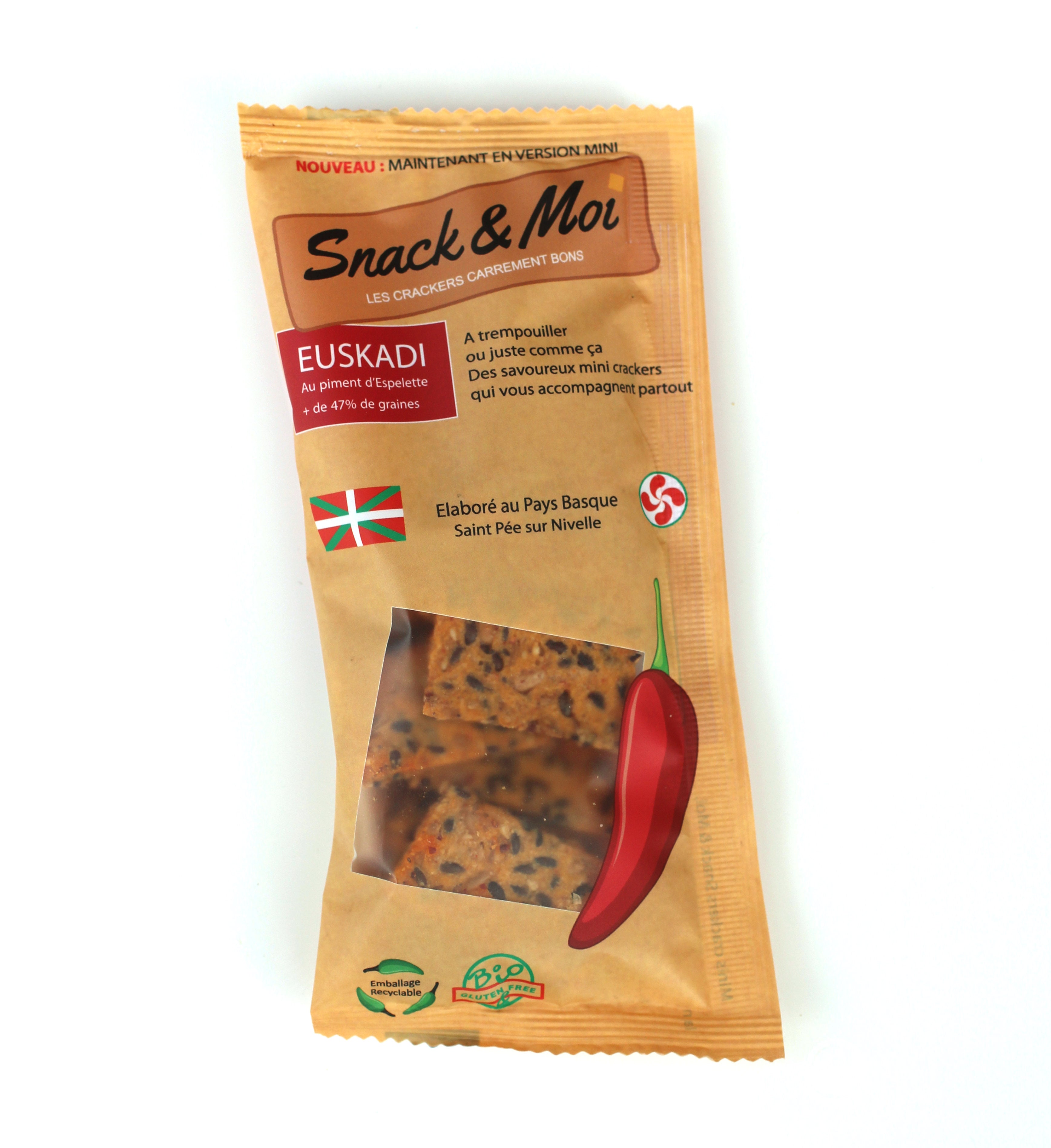 Mini Crackers bio au Piment d'Espelette 30 grs