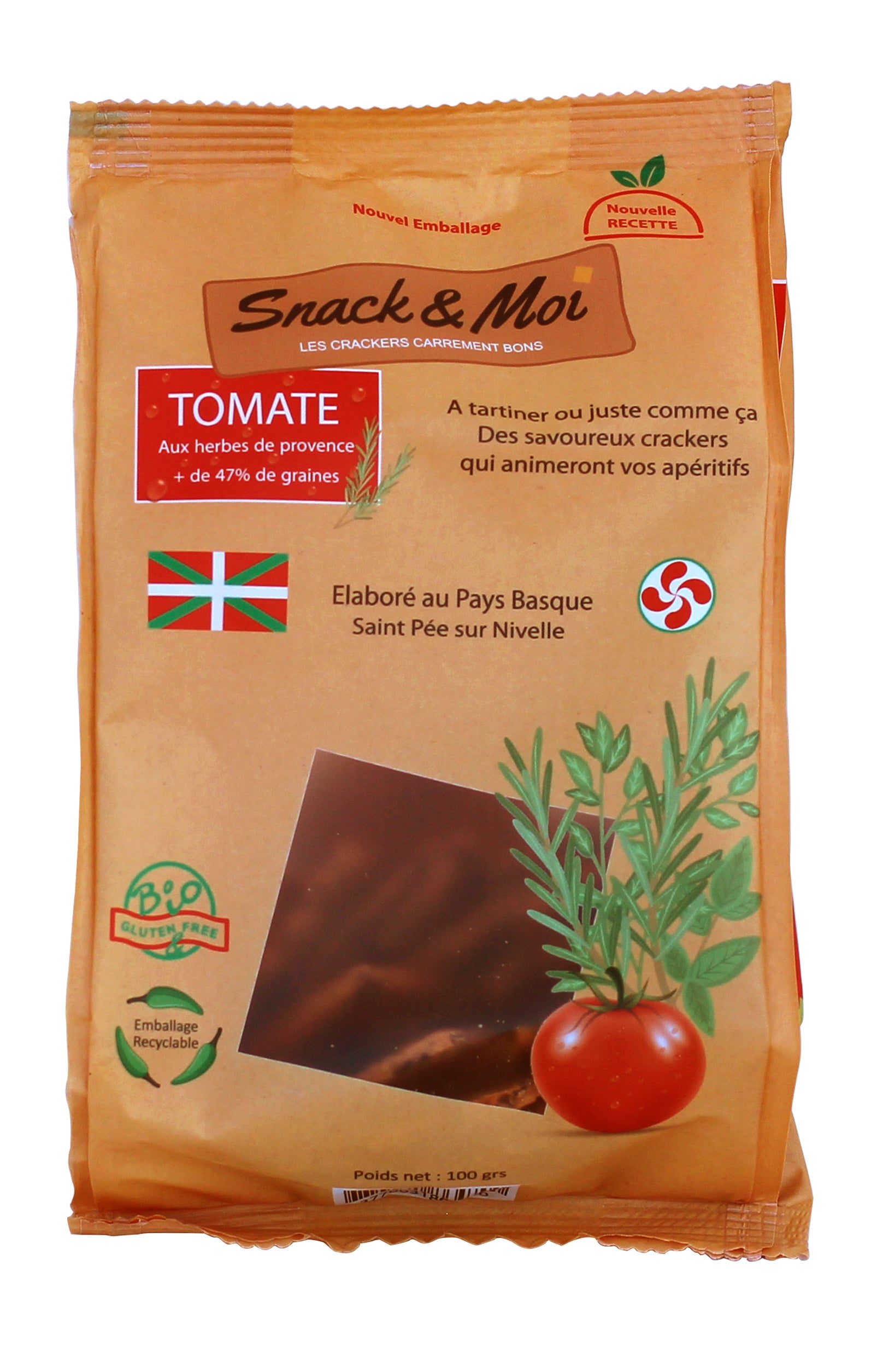 Crackers bio Tomate et Herbes de Provence 100 grs