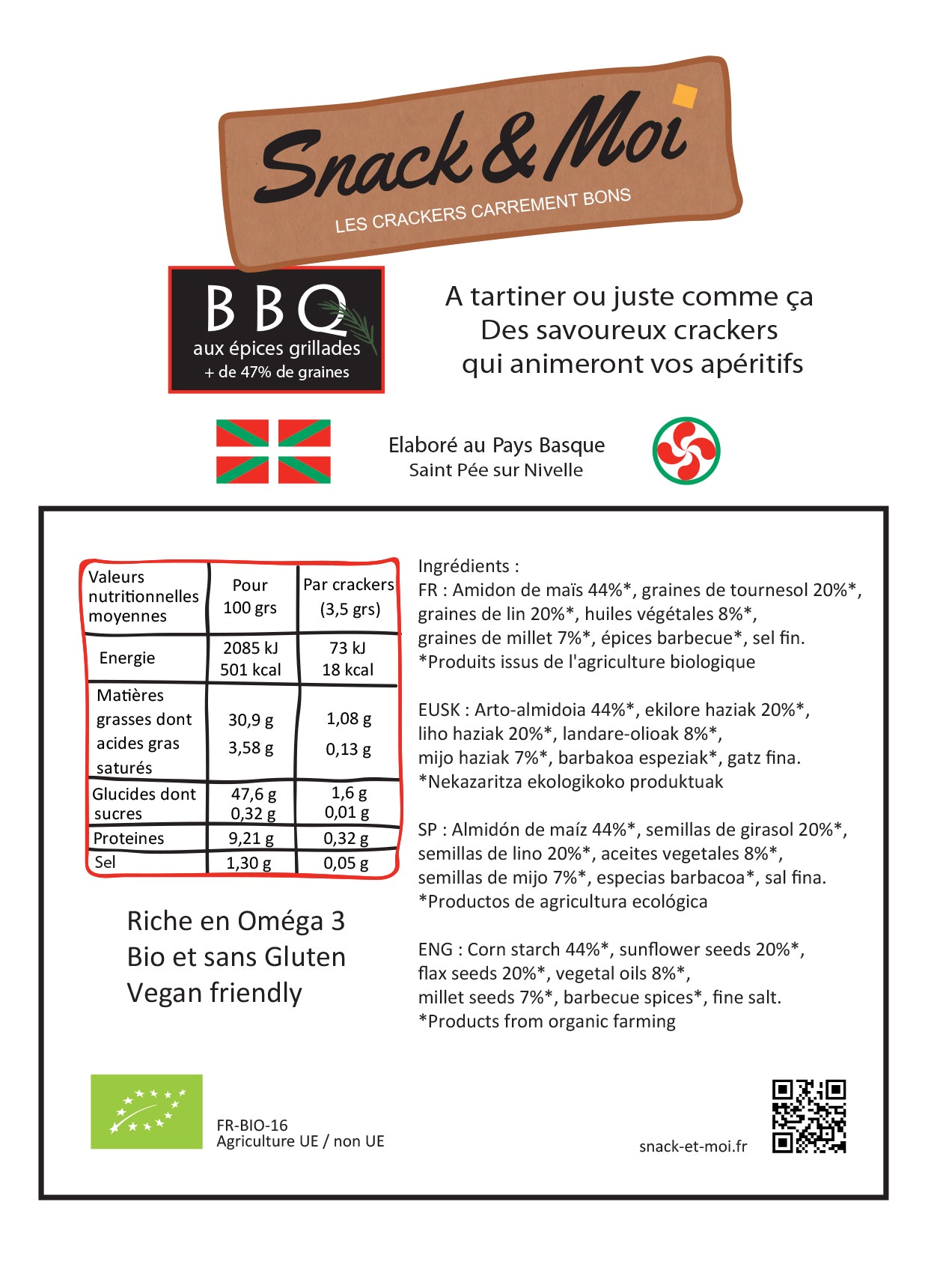 Crackers bio au épices Grillades BBQ 1 kg