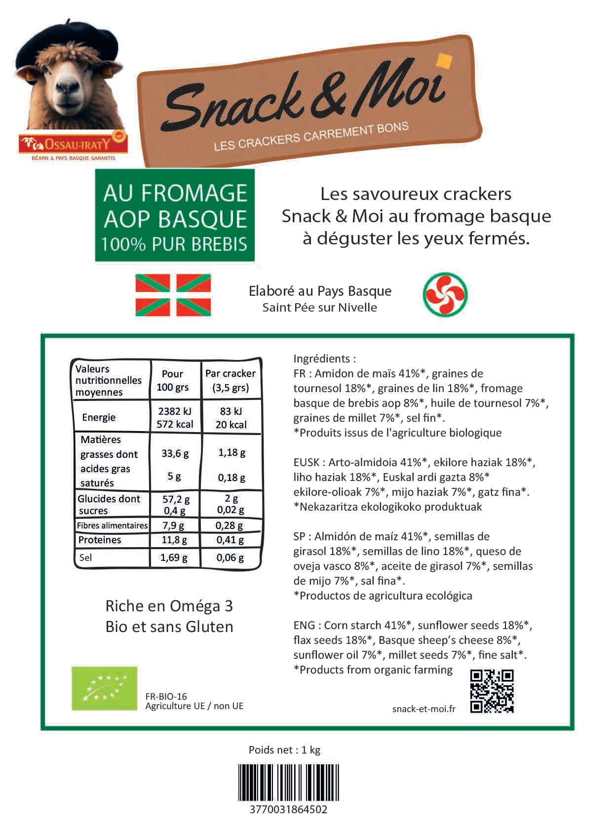 Crackers bio au Fromage de Brebis 1 kg