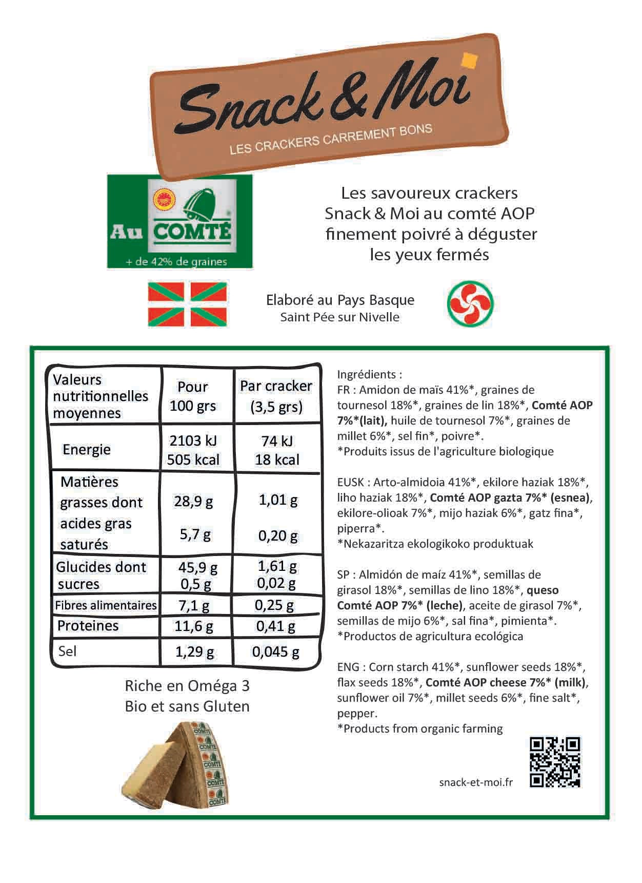 Crackers bio au Comté AOP 80 grs