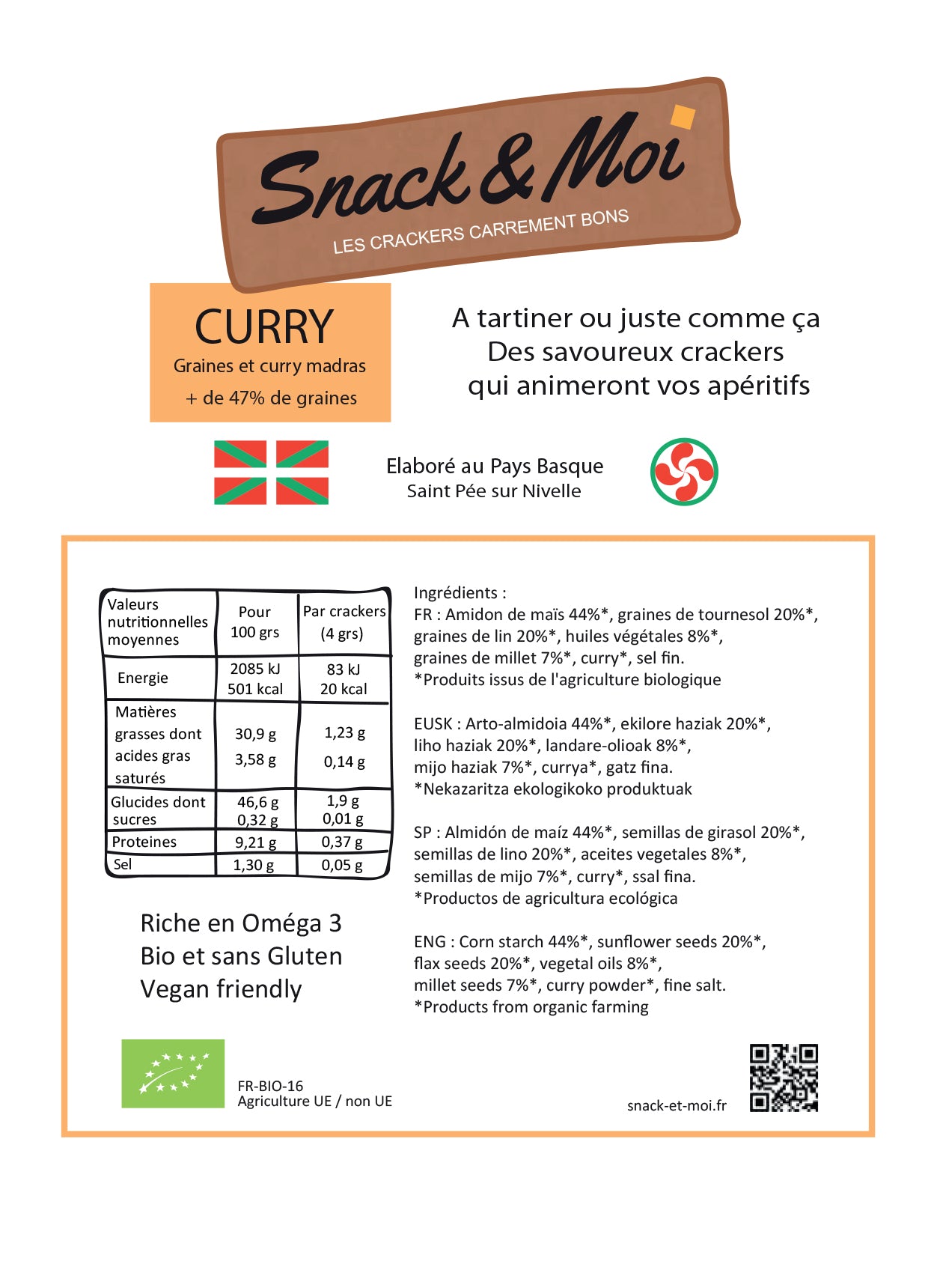 Crackers Bio au Curry Madras sac de 1 kg