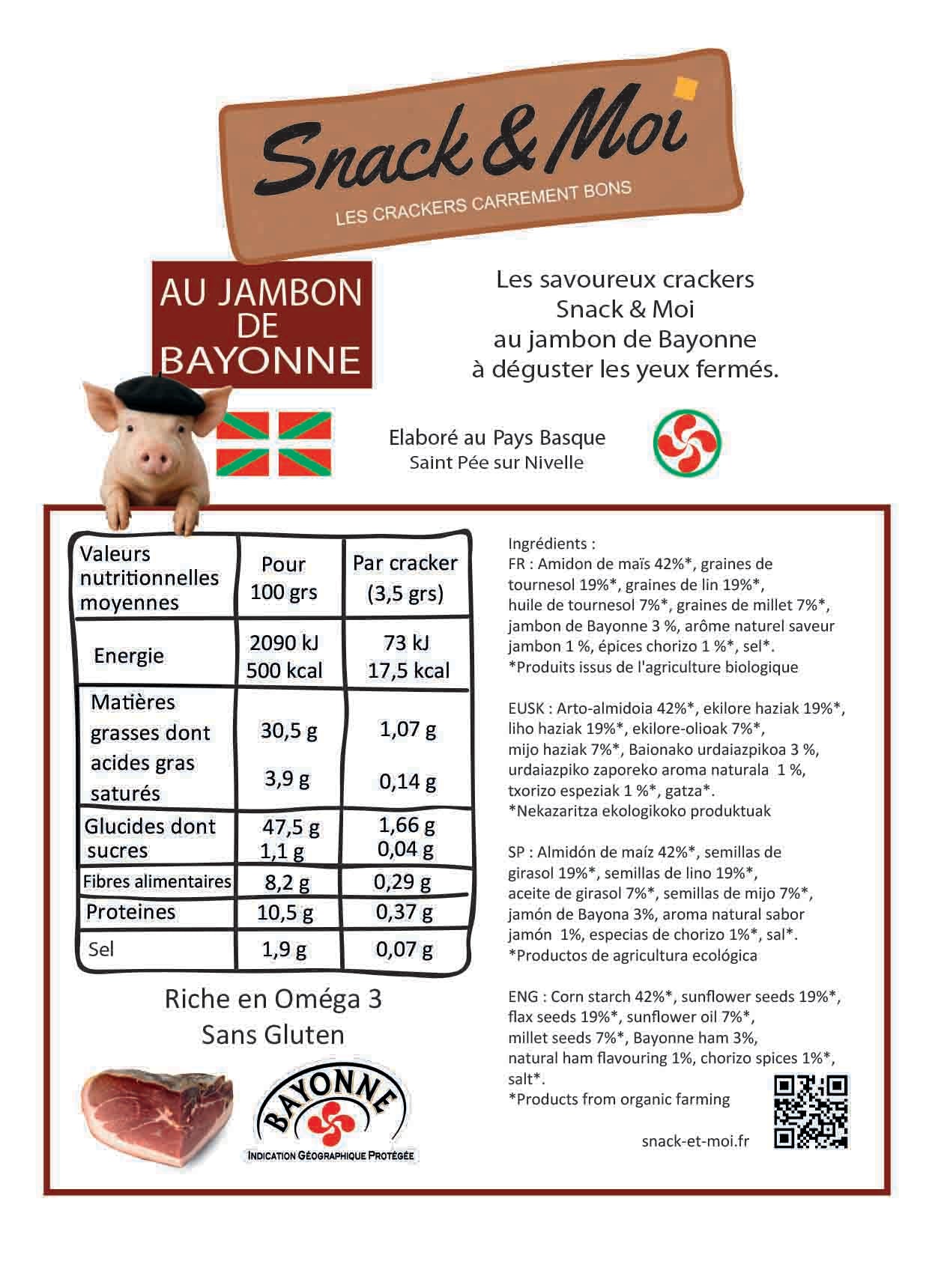 Crackers au Jambon de Bayonne 80 grs