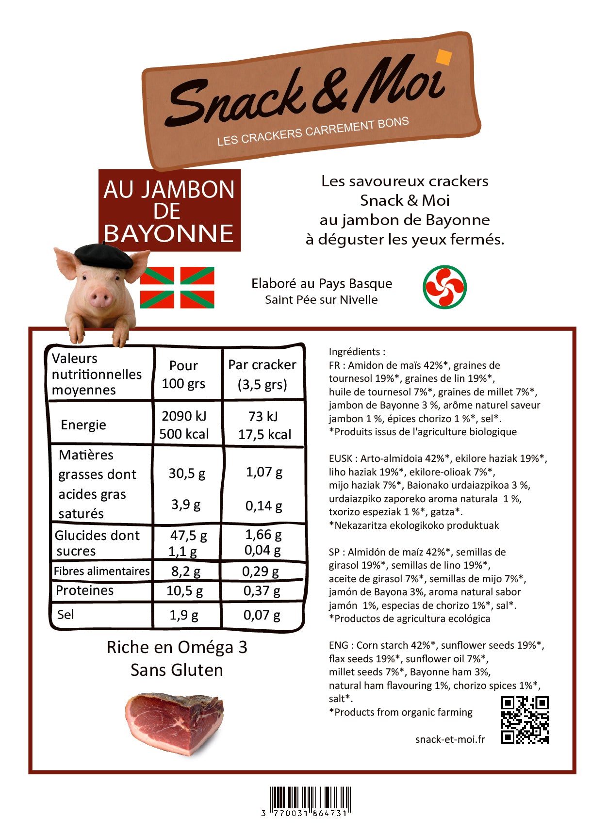 Crackers au Jambon de Bayonne 1 kg