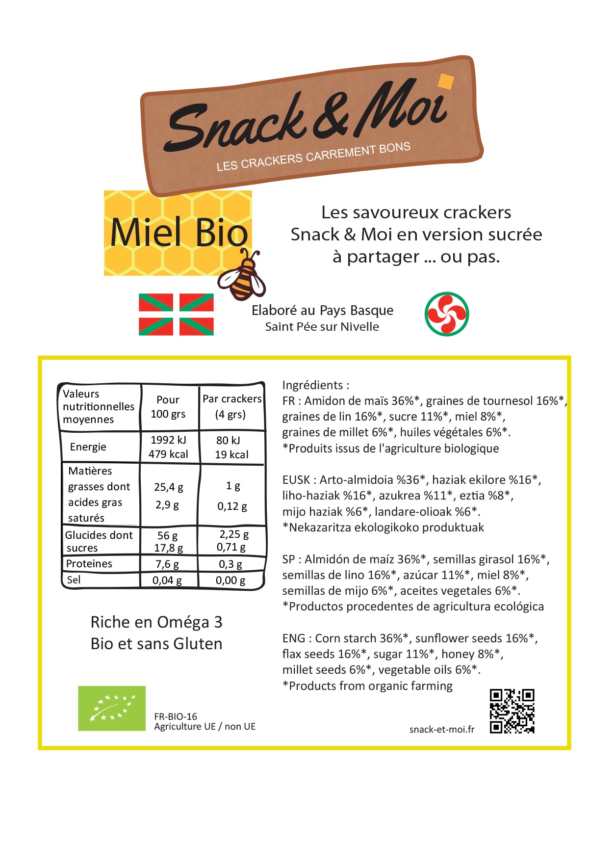 Crackers bio au Miel 1 kg