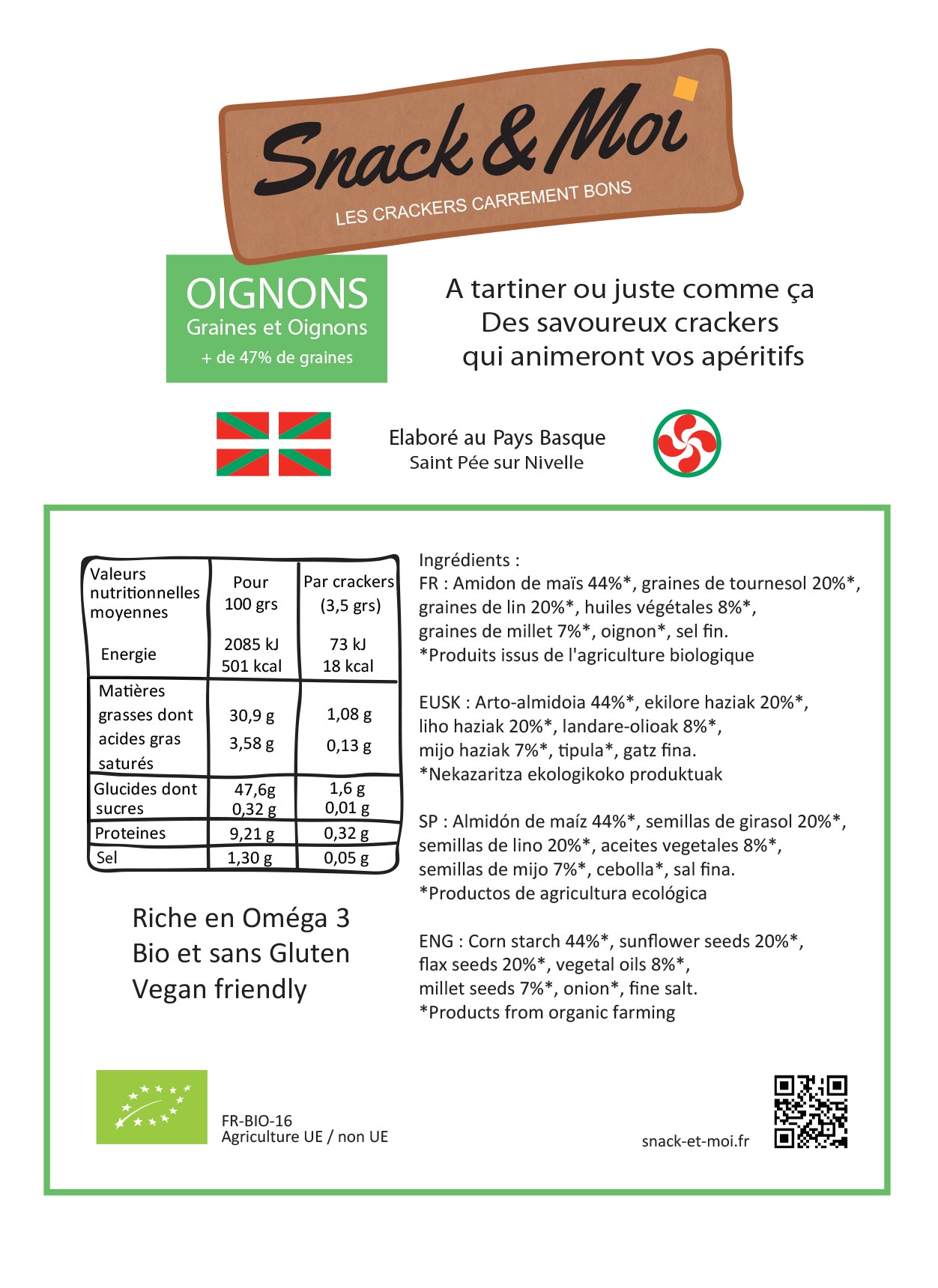 Crackers bio aux Oignons 1 kg