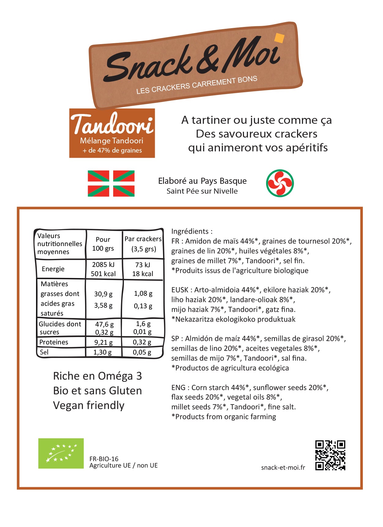 Crackers bio au Tandoori 1 kg