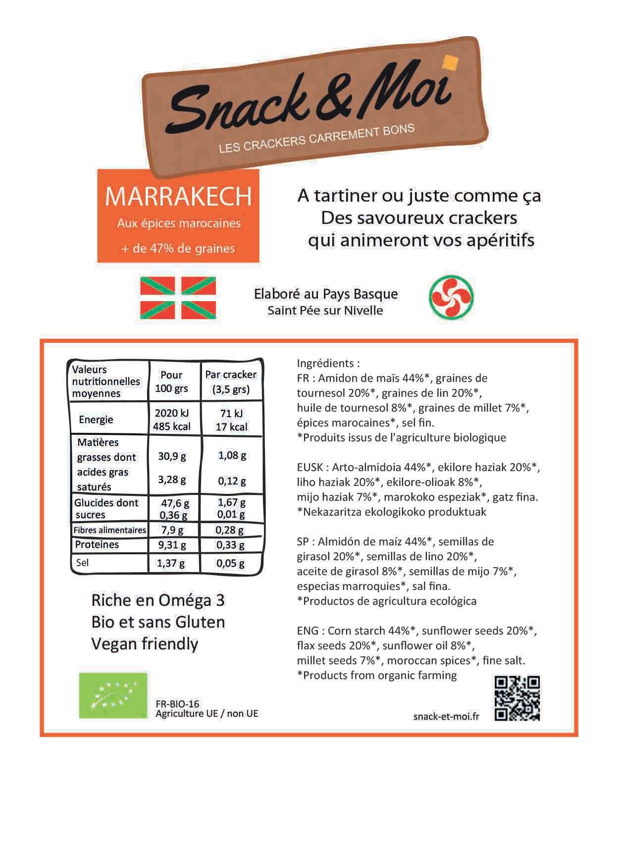 Crackers Bio aux épices marocaines en poche 100 grs