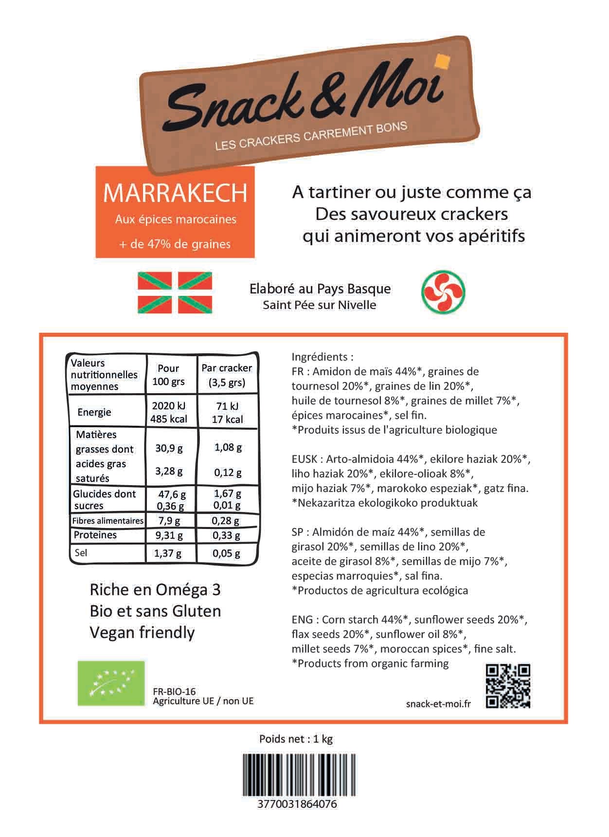 Crackers Bio aux épices Marocaines sac de 1 kg